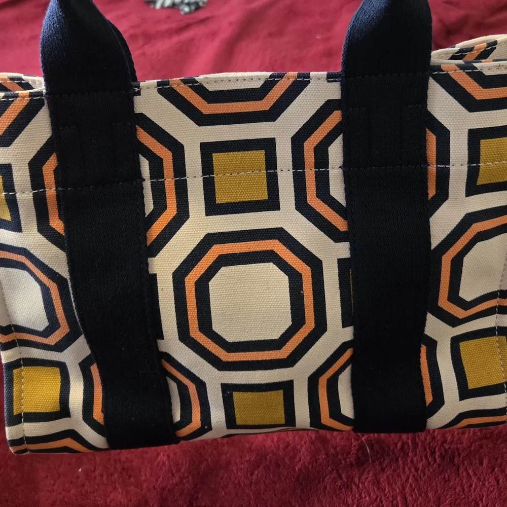 Tory Burch Navy and Gold Geometric Tote